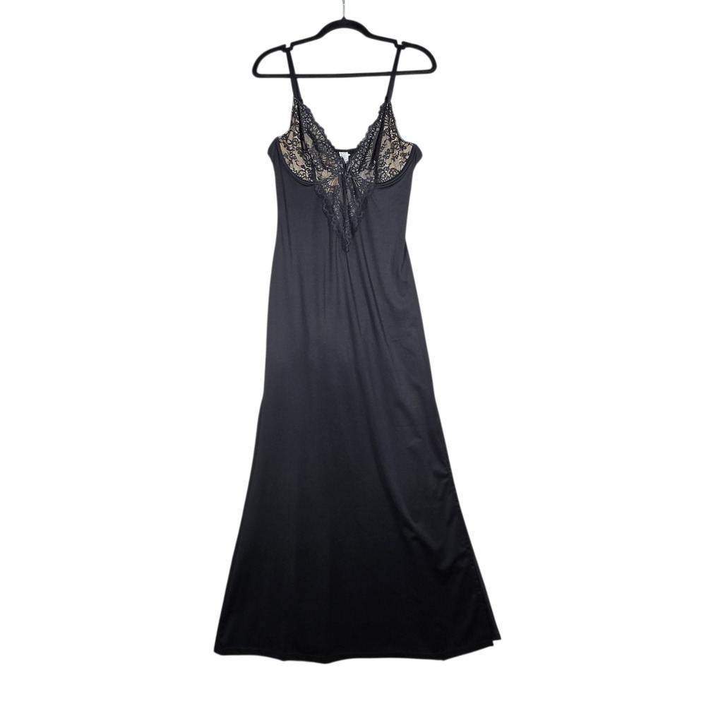 Popilush Built-In Shapewear Lace Maxi Dress Womens Large Black Long Slit NWT
